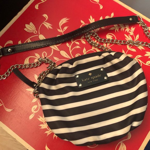 Kate Spade Black & White Stripe Crossbody Bag